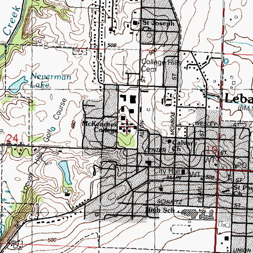 Topographic Map of Wildy Hall, IL
