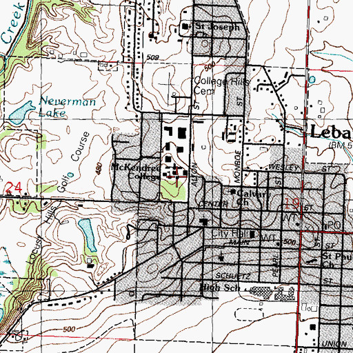 Topographic Map of Bothwell Chapel, IL