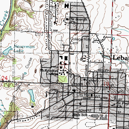 Topographic Map of Marion K Piper Academic Center, IL