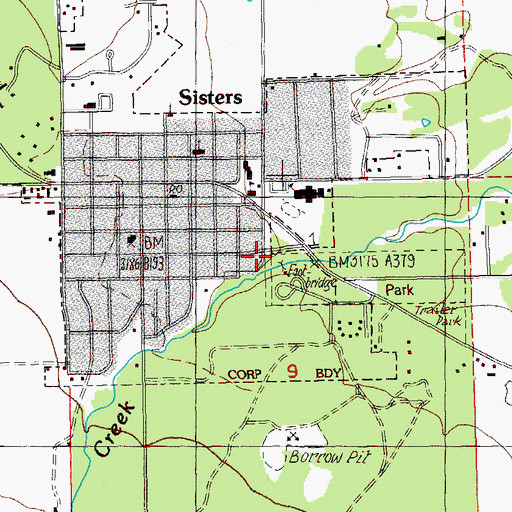 Topographic Map of Creekside City Park, OR