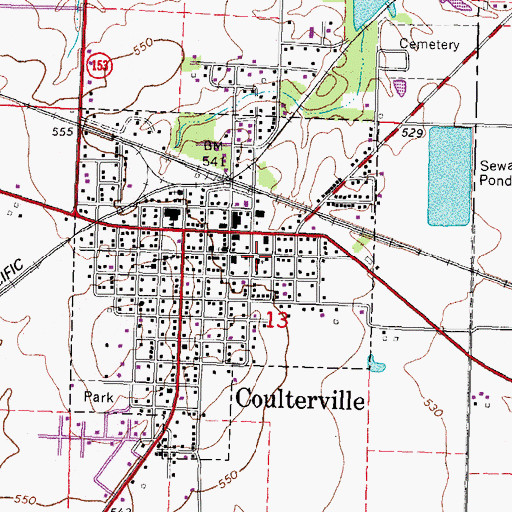 Topographic Map of First Baptist Church, IL