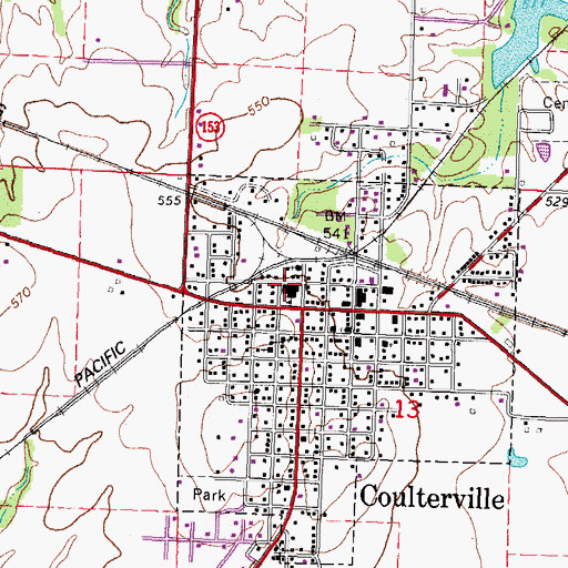 Topographic Map of Coulterville Elementary School, IL