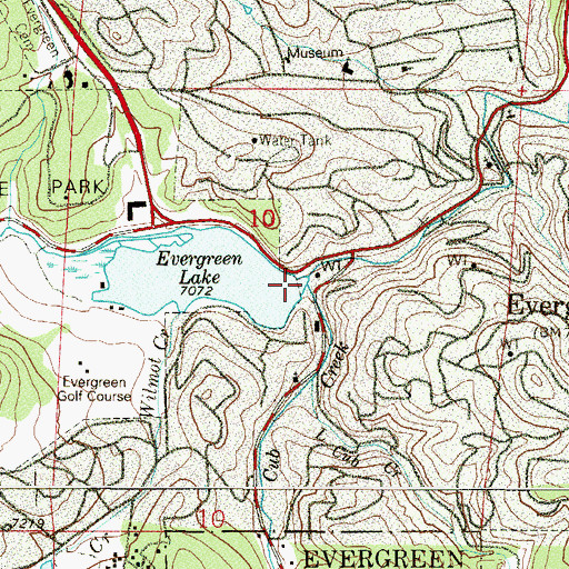 Topographic Map of Evergreen Dam, CO