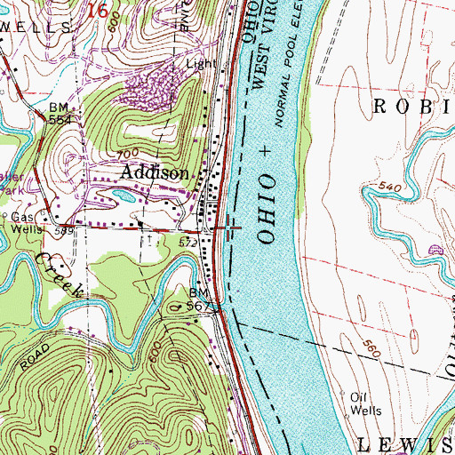 Topographic Map of Addison Post Office, OH