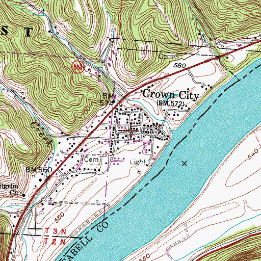 Topographic Map of Crown City Post Office, OH