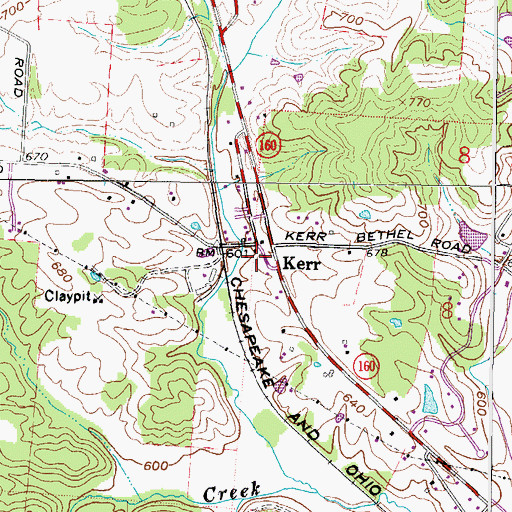 Topographic Map of Kerr Post Office, OH