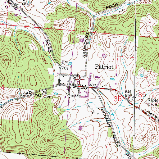 Topographic Map of Patriot Post Office, OH