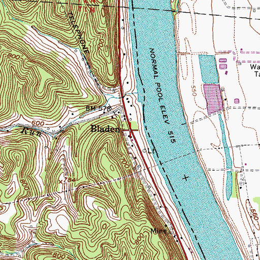 Topographic Map of Bladen Post Office (historical), OH