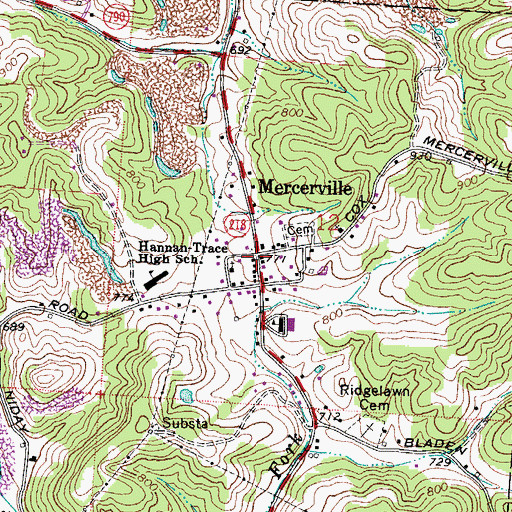Topographic Map of Mercerville Post Office (historical), OH
