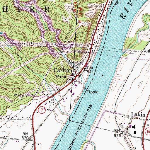 Topographic Map of Carlton Post Office (historical), OH