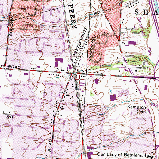 Topographic Map of Olentangy Post Office (historical), OH