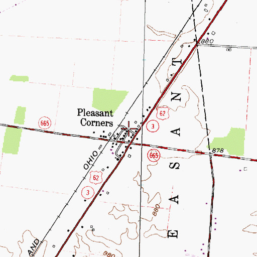 Topographic Map of Pleasant Corners Post Office (historical), OH