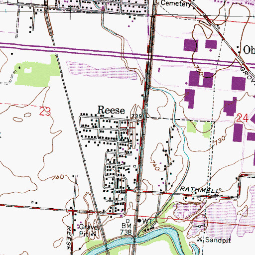 Topographic Map of Reeses Post Office (historical), OH
