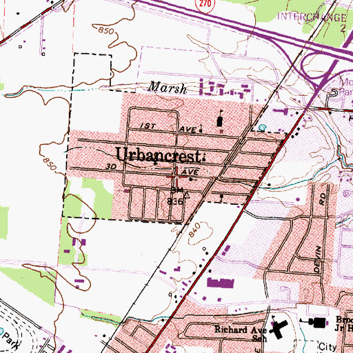 Topographic Map of Urbancrest Post Office (historical), OH