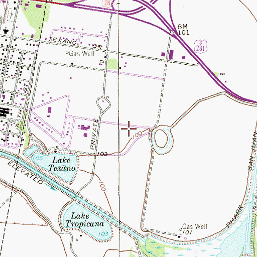 Topographic Map of Ida Diaz Elementary School, TX