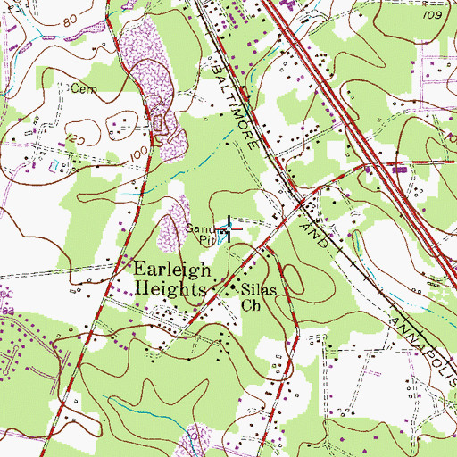 Topographic Map of Cattail Pond, MD