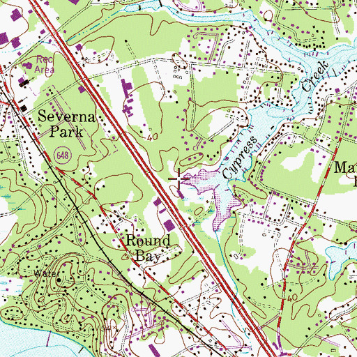 Topographic Map of Cypress Creek Bog, MD