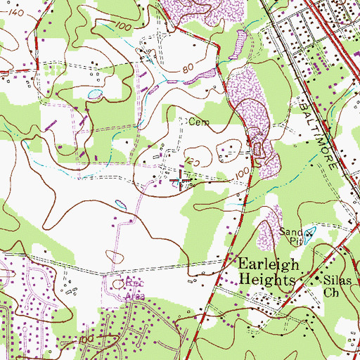 Topographic Map of Duck Pond, MD