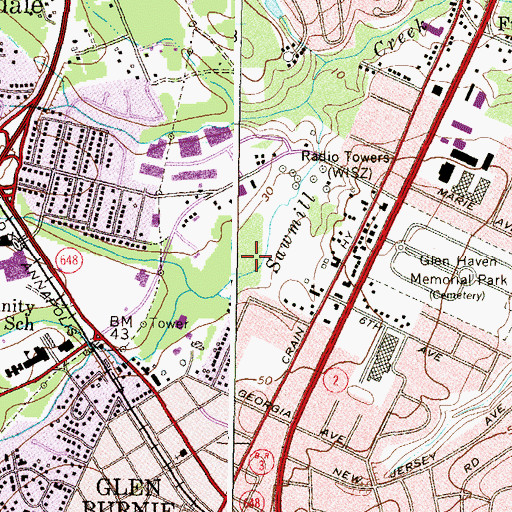Topographic Map of Glen Burnie Bog (historical), MD
