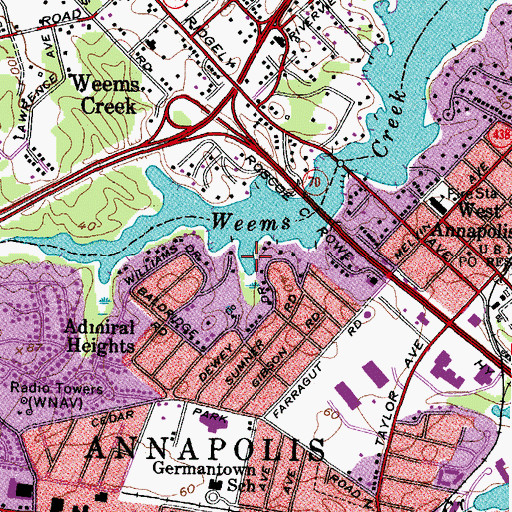 Topographic Map of Harts Cove, MD