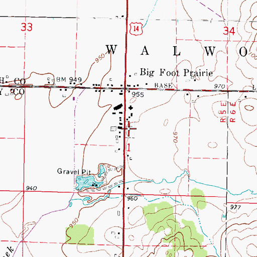 Topographic Map of Big Foot Cemetery, IL