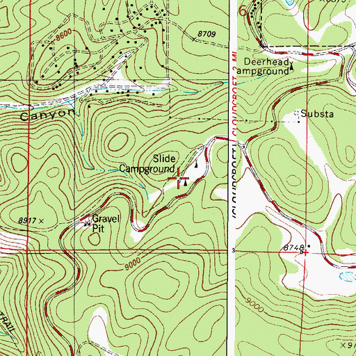 Topographic Map of Slide Campground, NM