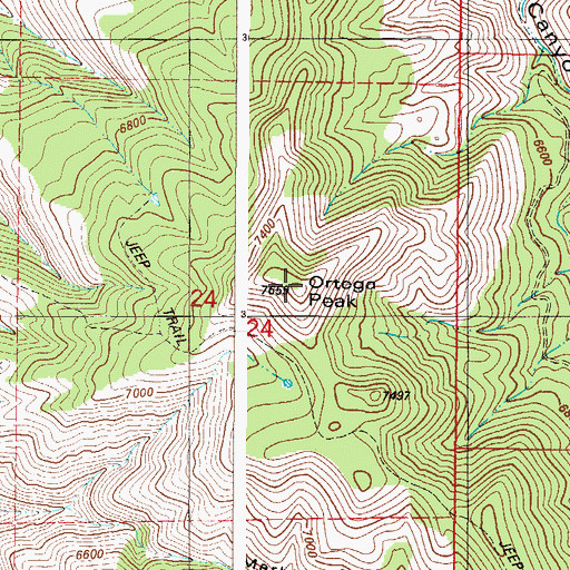 Topographic Map of Ortega Peak, NM