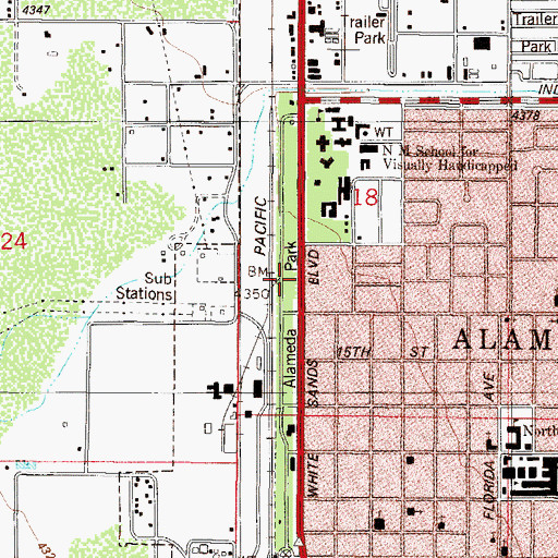 Topographic Map of Alameda Park, NM