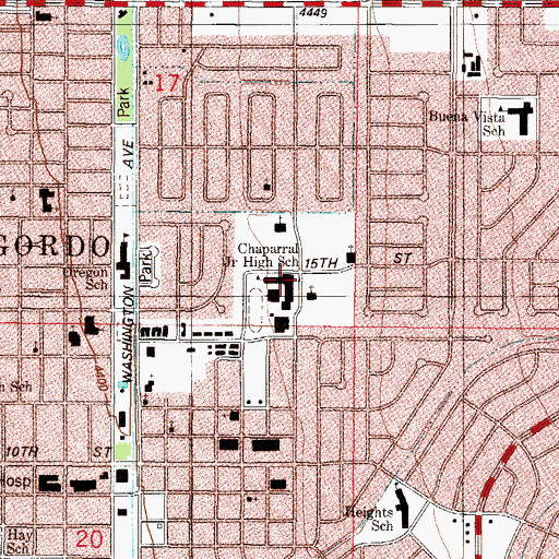 Topographic Map of Chaparral Junior High School, NM