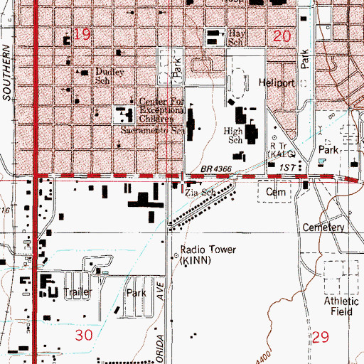 Topographic Map of Zia School, NM