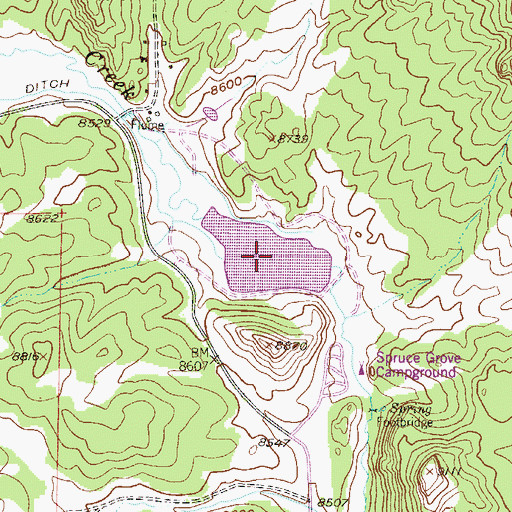 Topographic Map of Bayou Salado Reservoir, CO