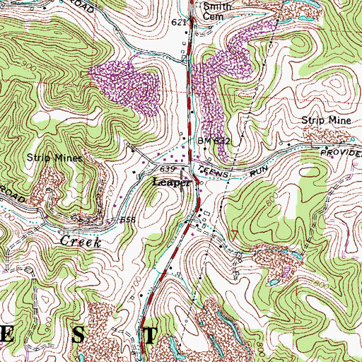 Topographic Map of Leaper Post Office (historical), OH