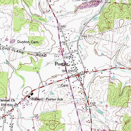 Topographic Map of Porter Post Office (historical), OH
