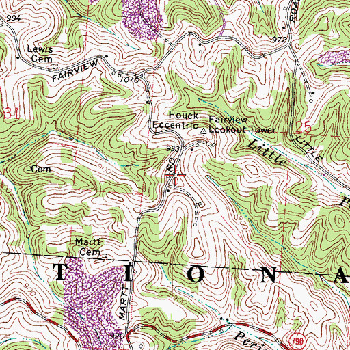 Topographic Map of Ruby Post Office (historical), OH