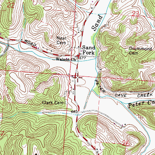 Topographic Map of Sandfork Post Office (historical), OH