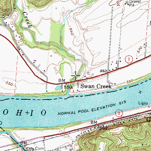 Topographic Map of Swan Creek Post Office (historical), OH