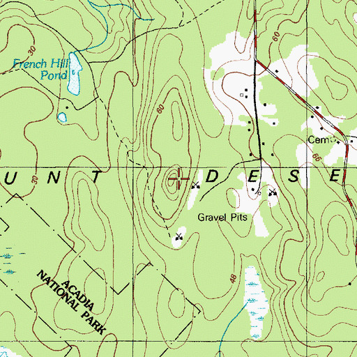 Topographic Map of Frenchmans Hill, ME