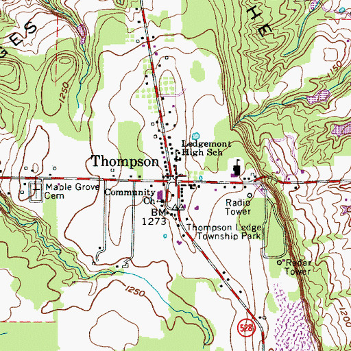 Topographic Map of Thompson Post Office, OH