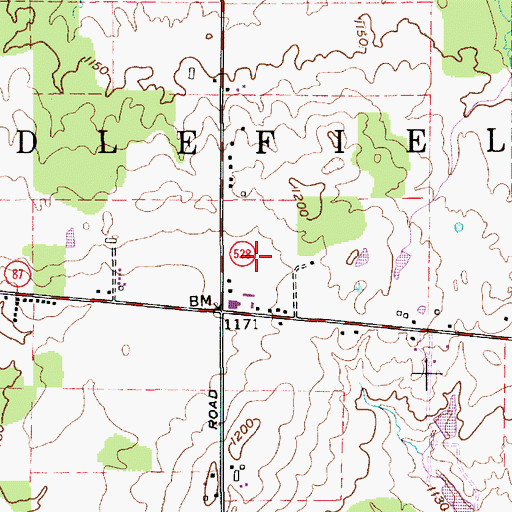 Topographic Map of Middlefield Post Office, OH