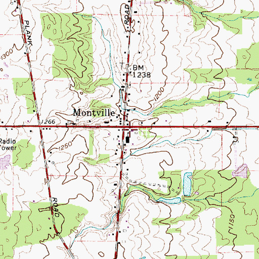 Topographic Map of Montville Post Office, OH