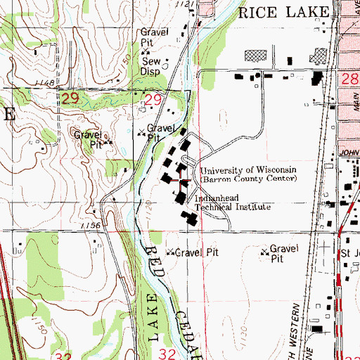 Topographic Map of Ritzinger Hall, WI