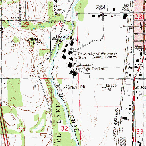 Topographic Map of Covey Hall, WI
