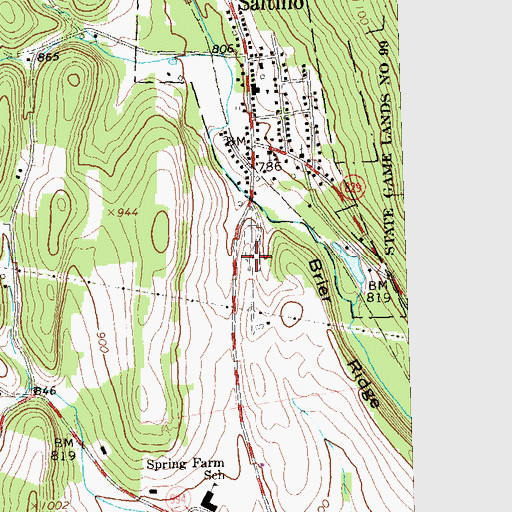 Topographic Map of Saltillo Cemetery, PA