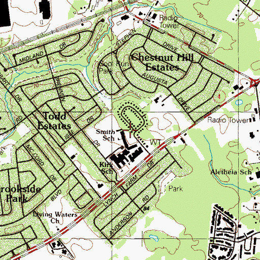 Topographic Map of George V Kirk Middel School, DE