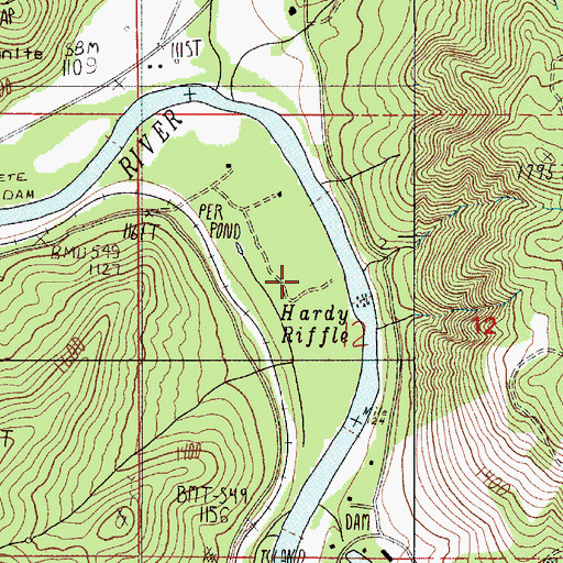 Topographic Map of Hardy Riffle County Park, OR