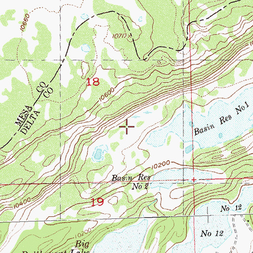 Topographic Map of Basin Number 1 Reservoir, CO