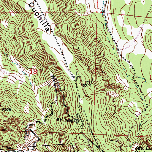 Topographic Map of La Cuchilla Pit Mine, NM