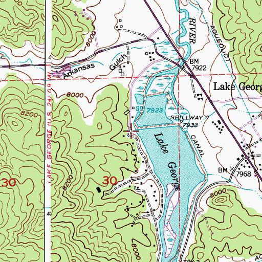 Topographic Map of Lake George Dam, CO