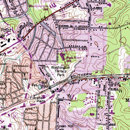 Topographic Map of Washington Terrace Park, NC