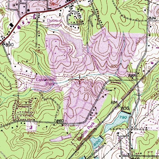 Topographic Map of Eastwood Park, NC